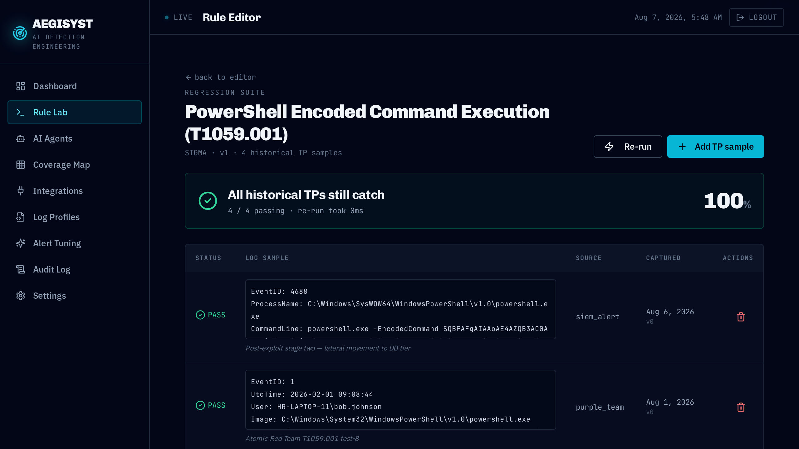 Verification Sandbox — 4 historical TP baselines still catch, 100% pass rate